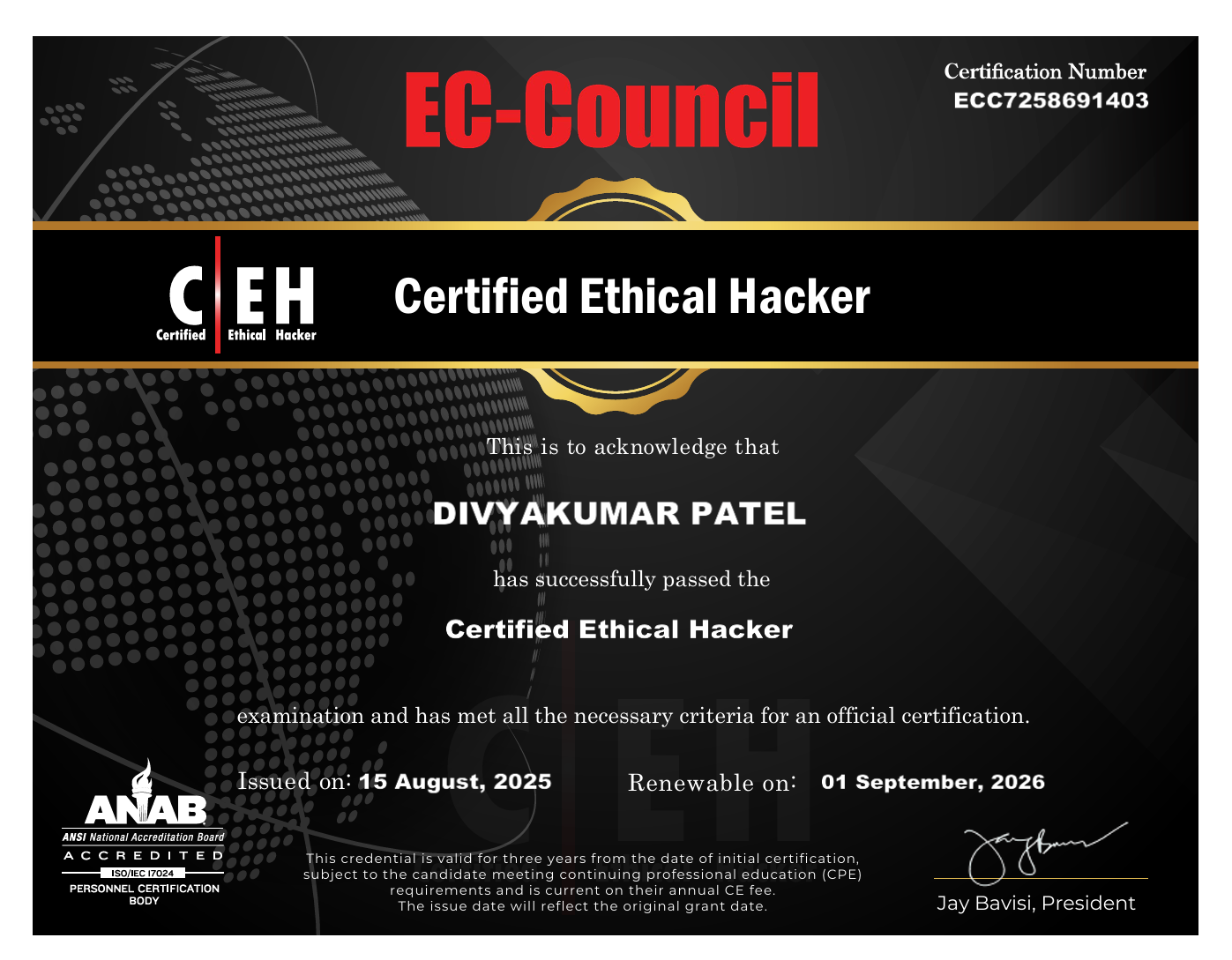 CEH Certificate